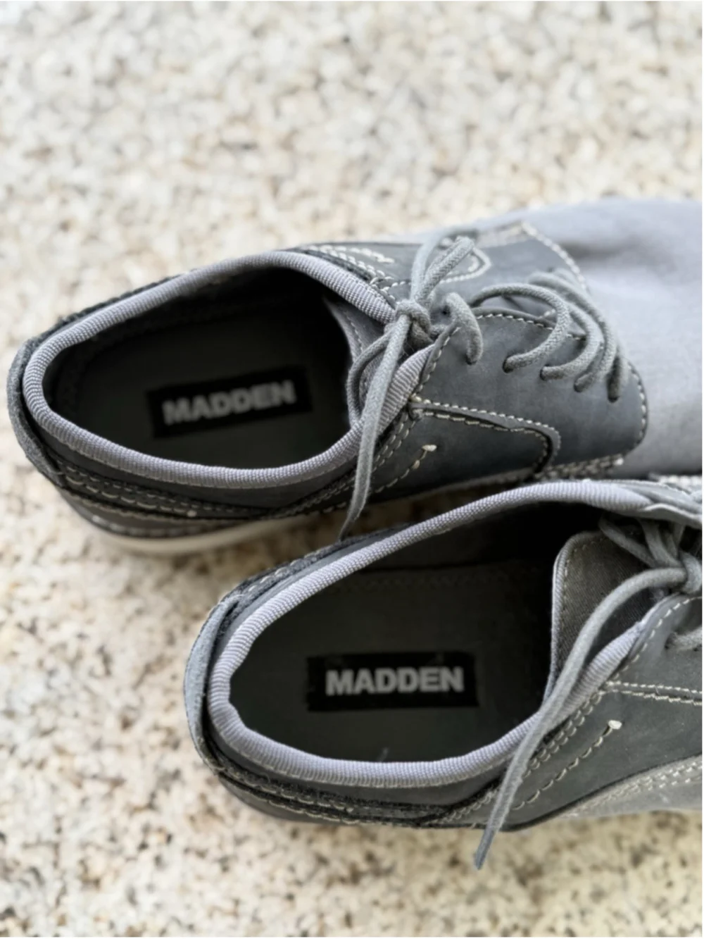 Madden M-Deene Men's Oxford Shoes Gray Leather Lace-Up Round Toe US 9